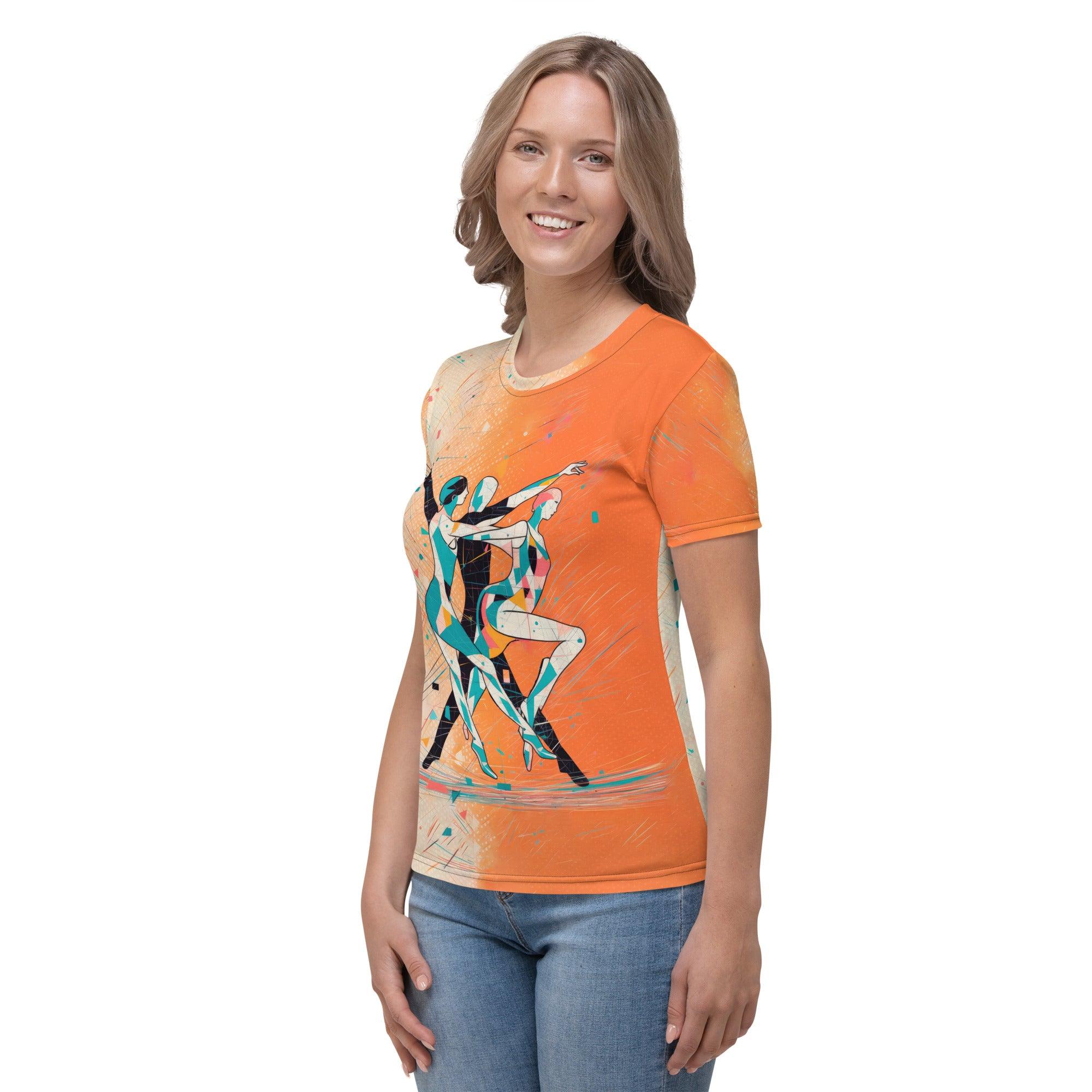 Woman wearing Balletic Romance In Style T-shirt, casual look.