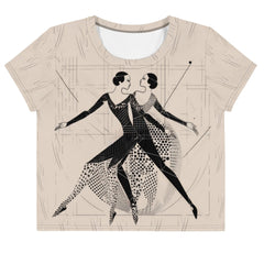 Balletic Serenade crop tee with all-over print design on a white background