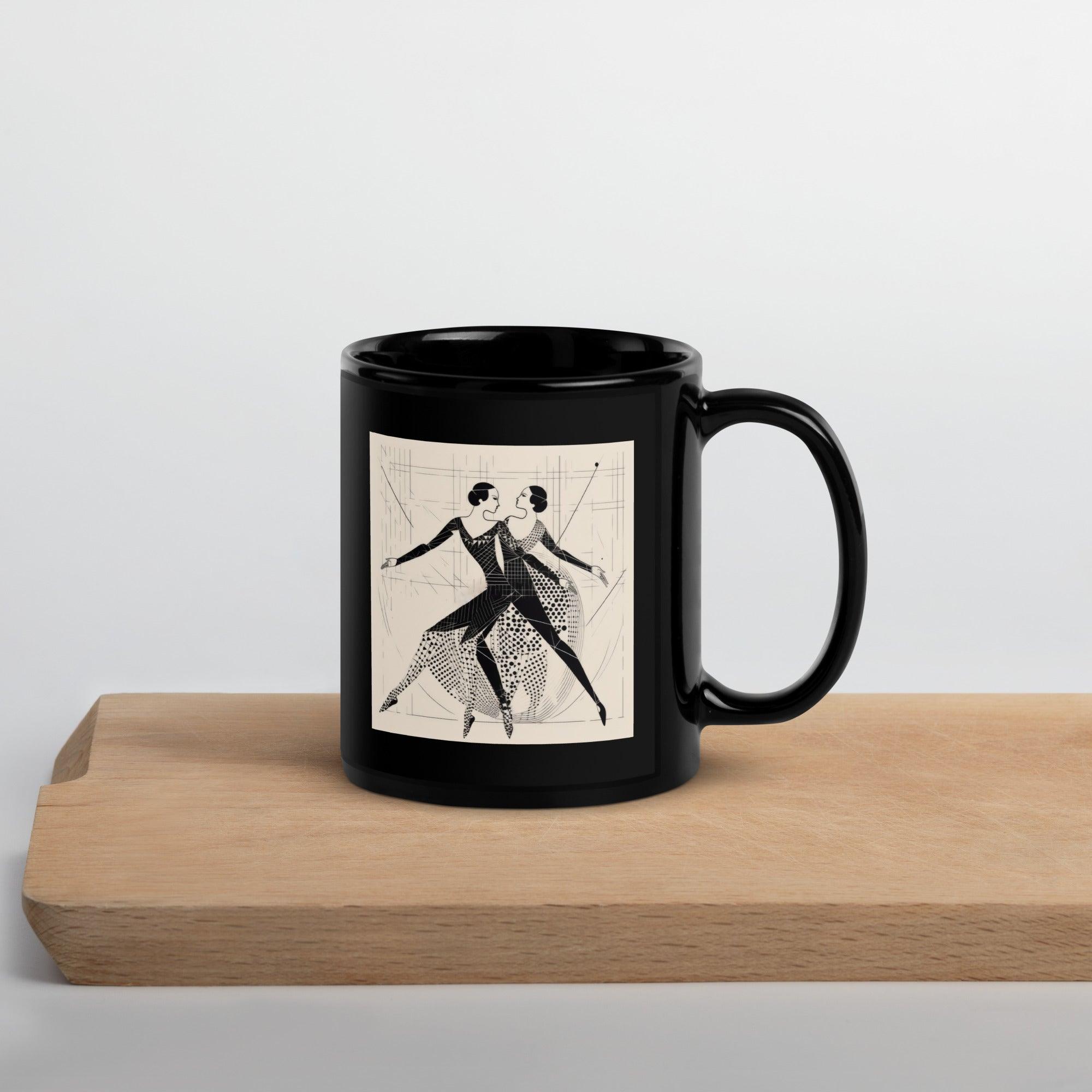 Balletic Serenade Attire Black Glossy Mug front view