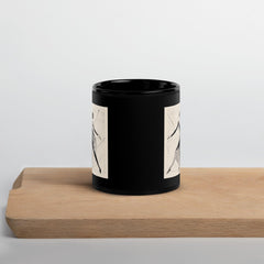 Close-up of Balletic Serenade Black Mug with ballet design