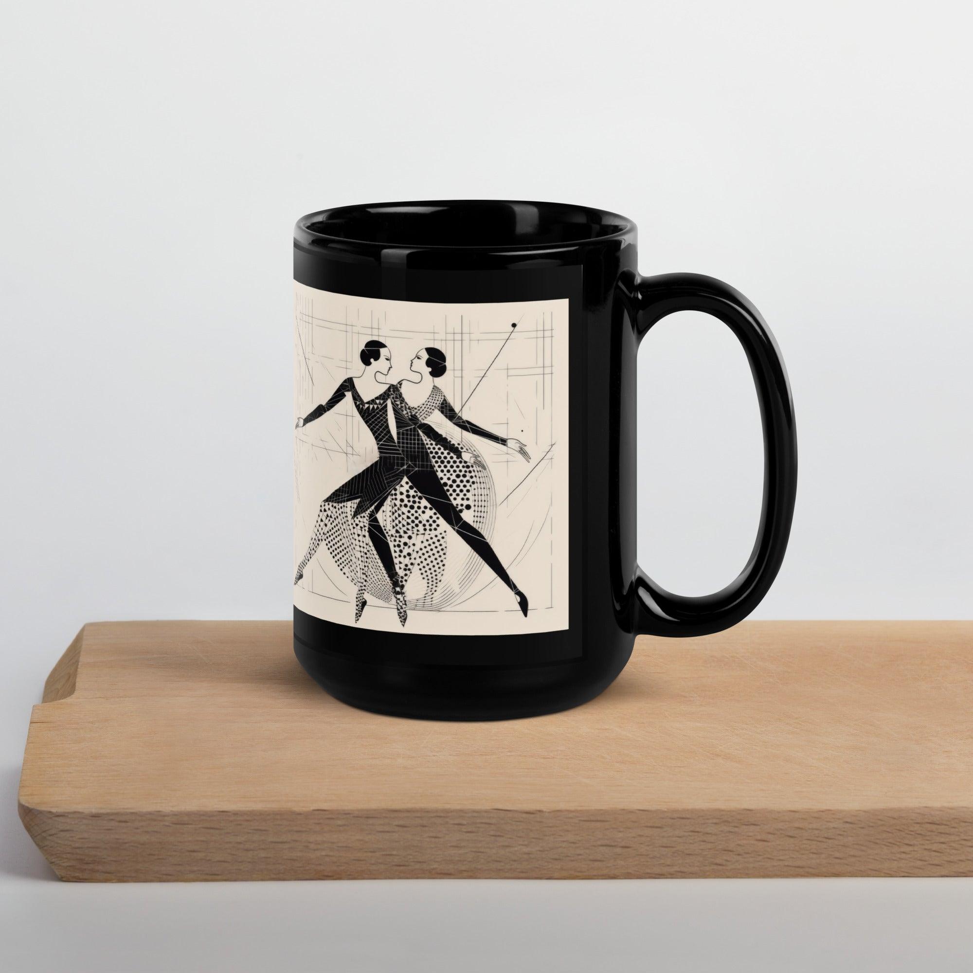 Side view of Balletic Serenade Attire Glossy Mug with ballet slipper detail