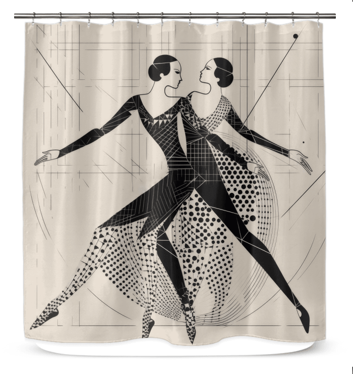 Balletic Serenade Attire patterned shower curtain enhancing bathroom elegance