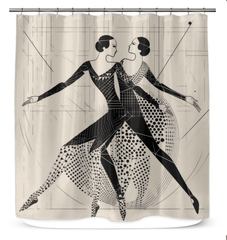 Balletic Serenade Attire patterned shower curtain enhancing bathroom elegance