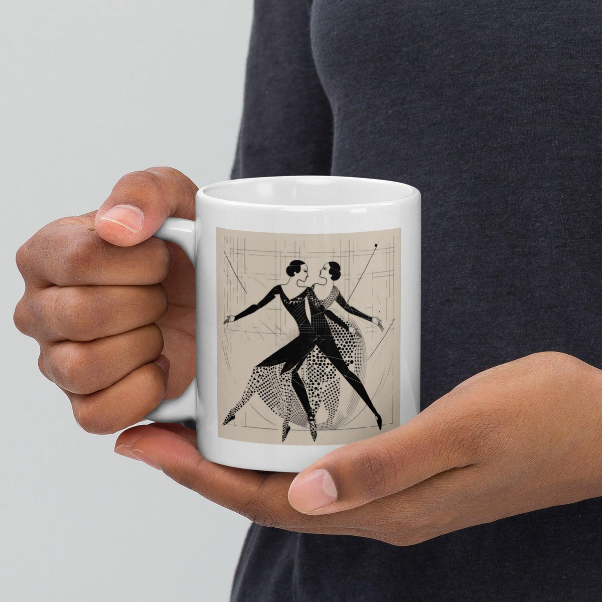 Balletic Serenade Attire glossy white mug on a serene morning table.