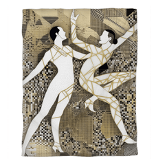 Close-up of Balletic Symphony Attire Duvet Cover's fine fabric and intricate design.