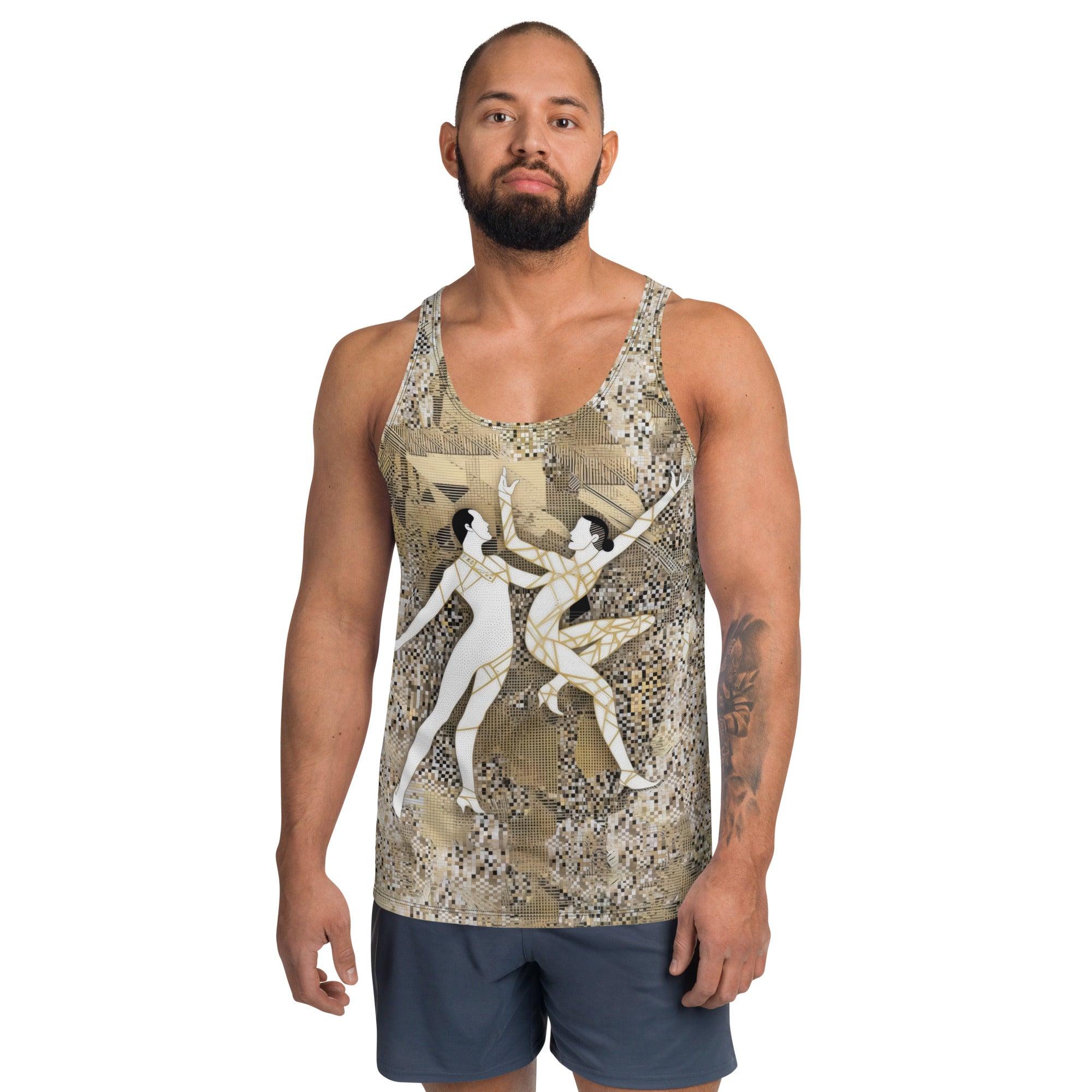 Balletic Symphony Men's Tank Top in Action - Elegance Meets Sport