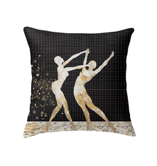 Stylish indoor pillow with Balletic Symphony design enhancing bedroom decor.