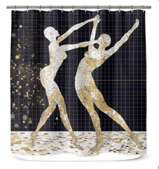 elegant balletic symphony of style shower curtain in a beautifully decorated bathroom