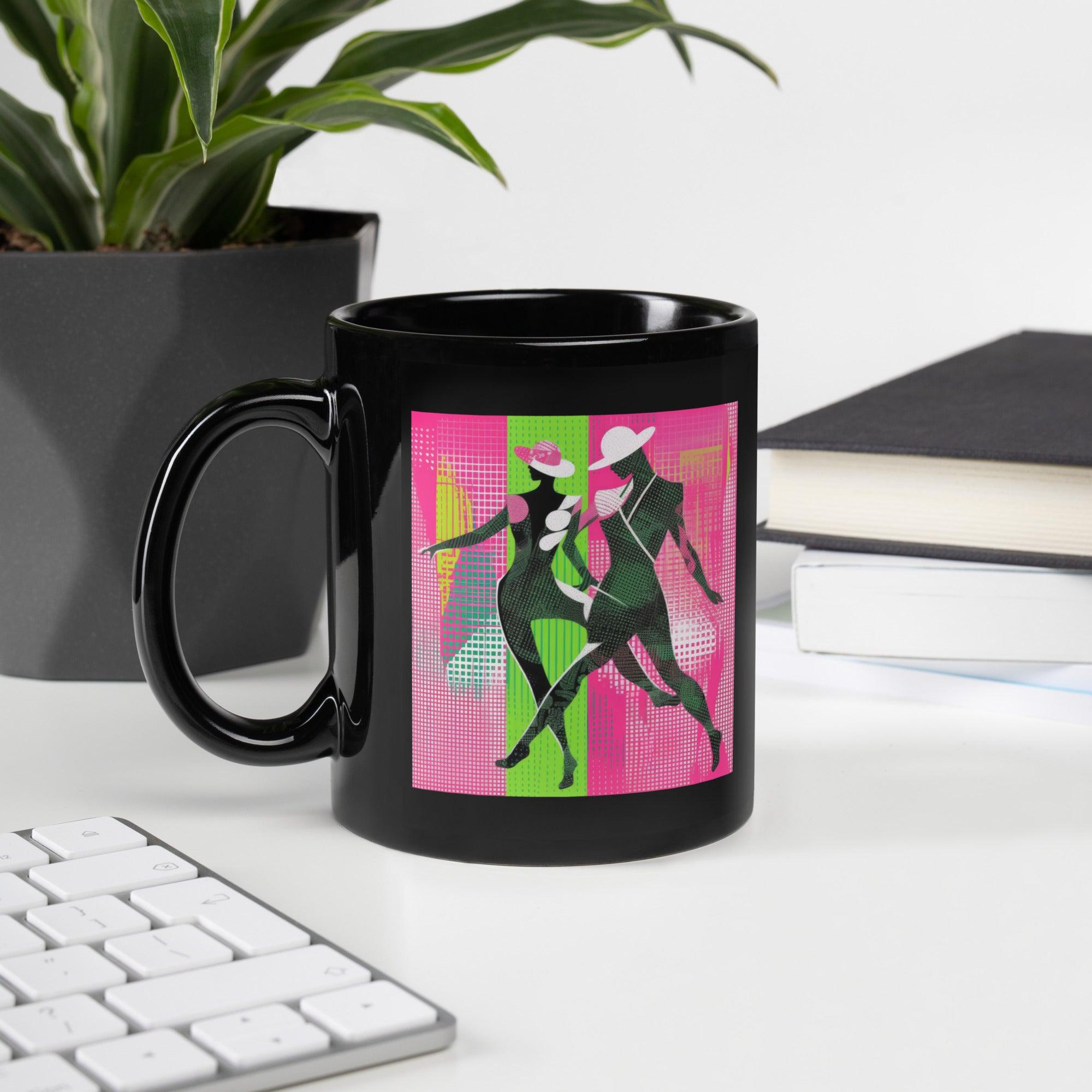 Close-up of the Balletic Synergy Attire Mug's glossy finish, highlighting its elegance.