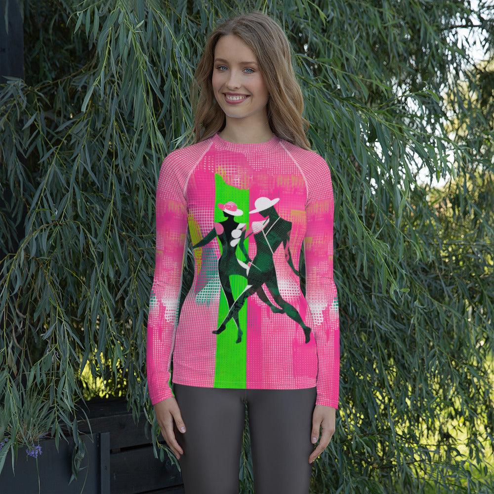 Elegant women's rash guard by Balletic Synergy Attire, perfect for aquatic sports.