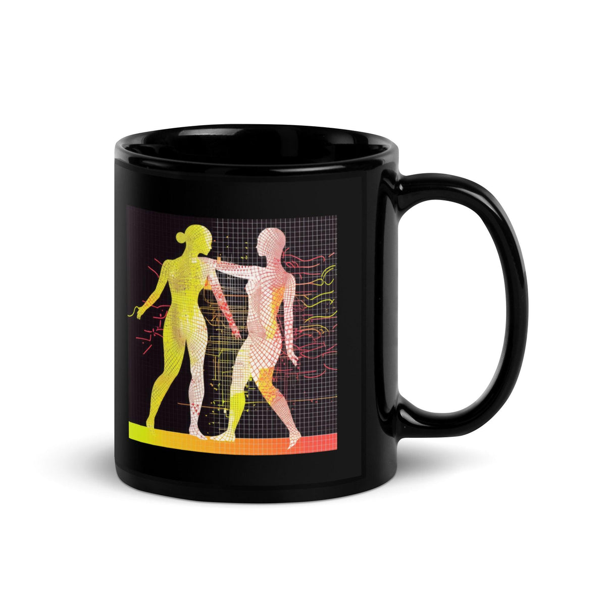 Balletic Tapestry Style White Glossy Mug on table