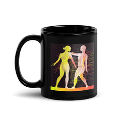 Elegant white glossy mug with balletic tapestry design