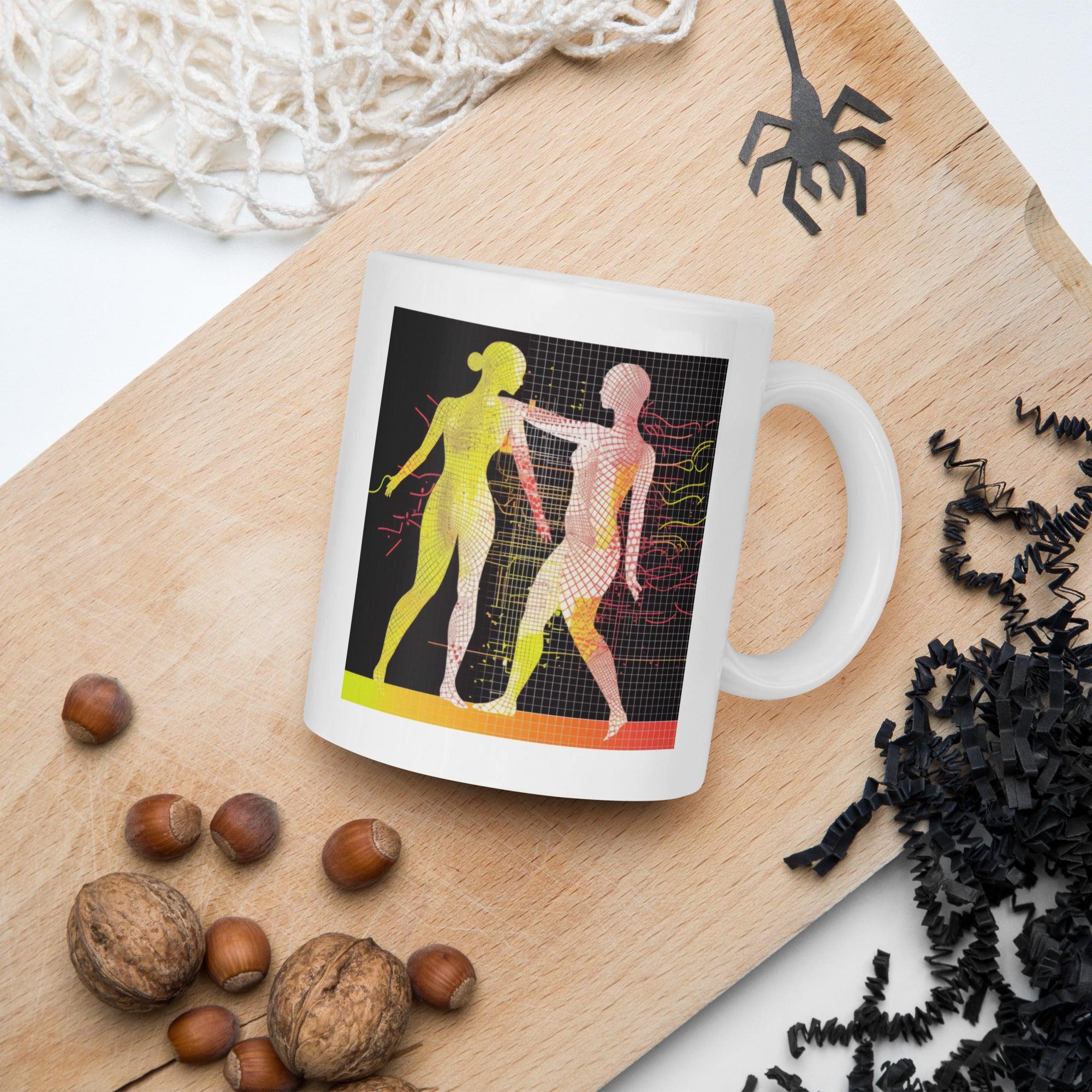 Balletic Tapestry Style Mug in Glossy White Finish