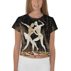 Elegant all-over print Balletic Transcendence Fashion Crop Tee.