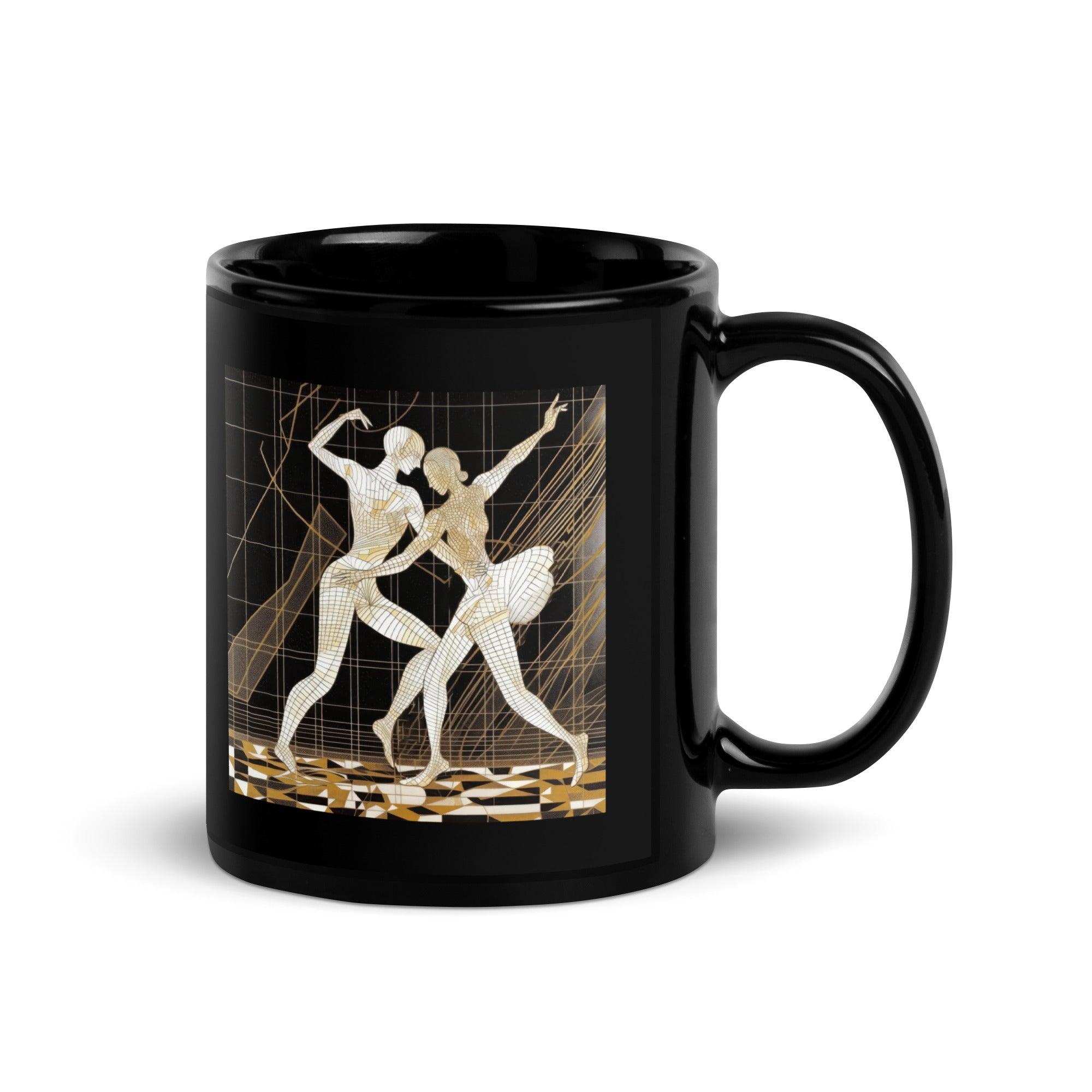 Balletic Transcendence Black Glossy Mug in elegant design.