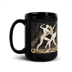 Elegant black glossy coffee mug with Balletic Transcendence design.