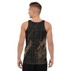 Fashion-forward balletic transcendence tank top for men.