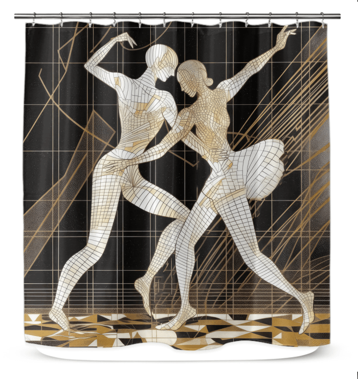 Elegant Balletic Transcendence Fashion Shower Curtain enhancing bathroom decor.