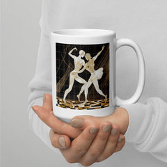 Elegant white glossy mug with Balletic Transcendence Fashion design.