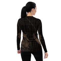 Elegant fashion rash guard for women in action.