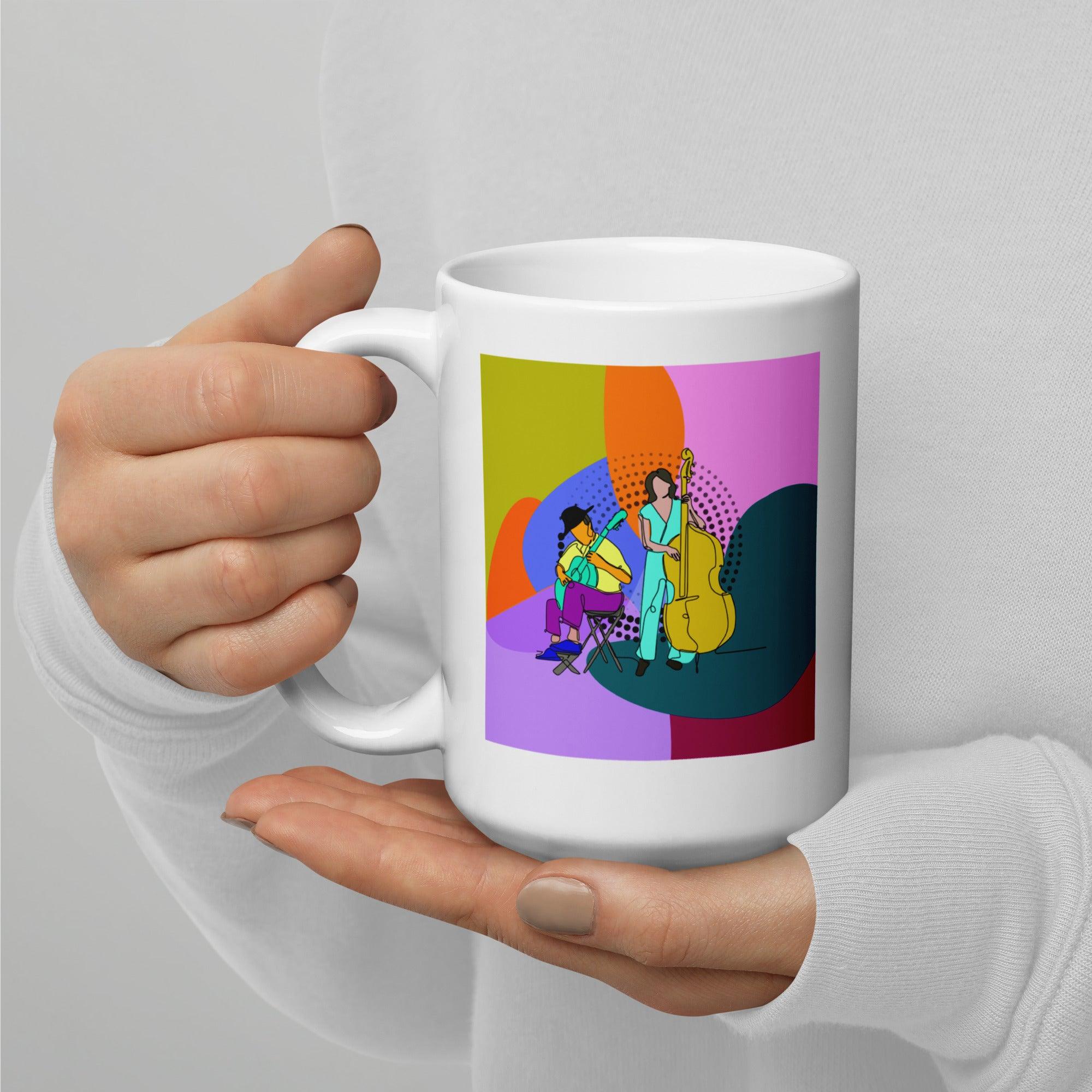 Band Of Musicians White Glossy Mug - Beyond T-shirts