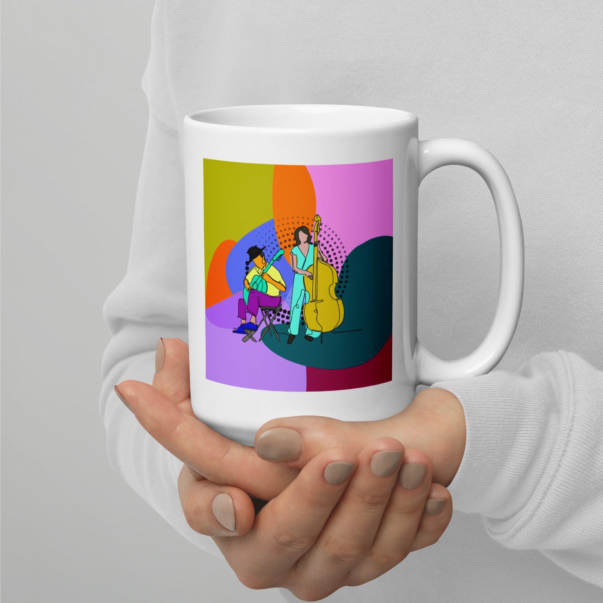 Band Of Musicians White Glossy Mug - Beyond T-shirts