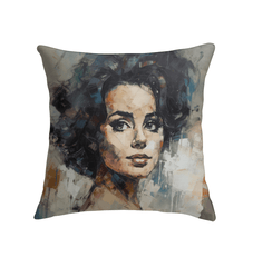 Elegant Baroque Brushes Indoor Pillow on a cozy living room sofa.