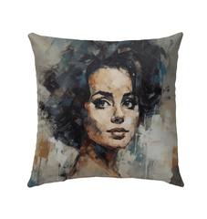 Elegant Baroque Brushes outdoor pillow on a garden chair, enhancing outdoor decor.