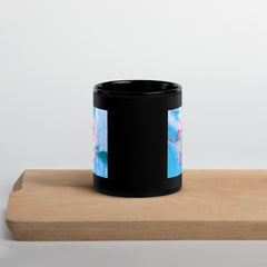 Yoga lover's black glossy mug with Cat-Cow Pose design.