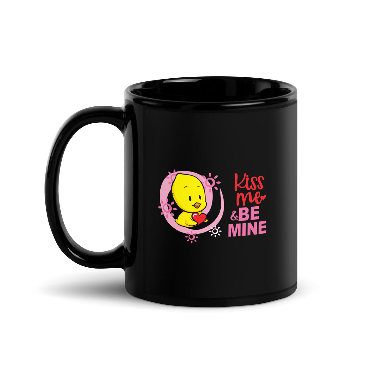 Kiss Me & Be Mine Black Glossy Mug