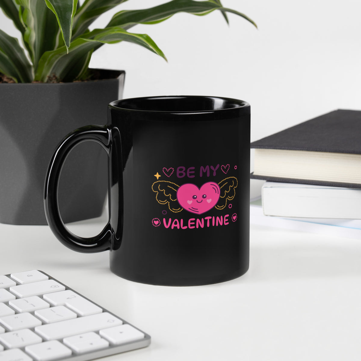 Be My Valentine Black Glossy Mug