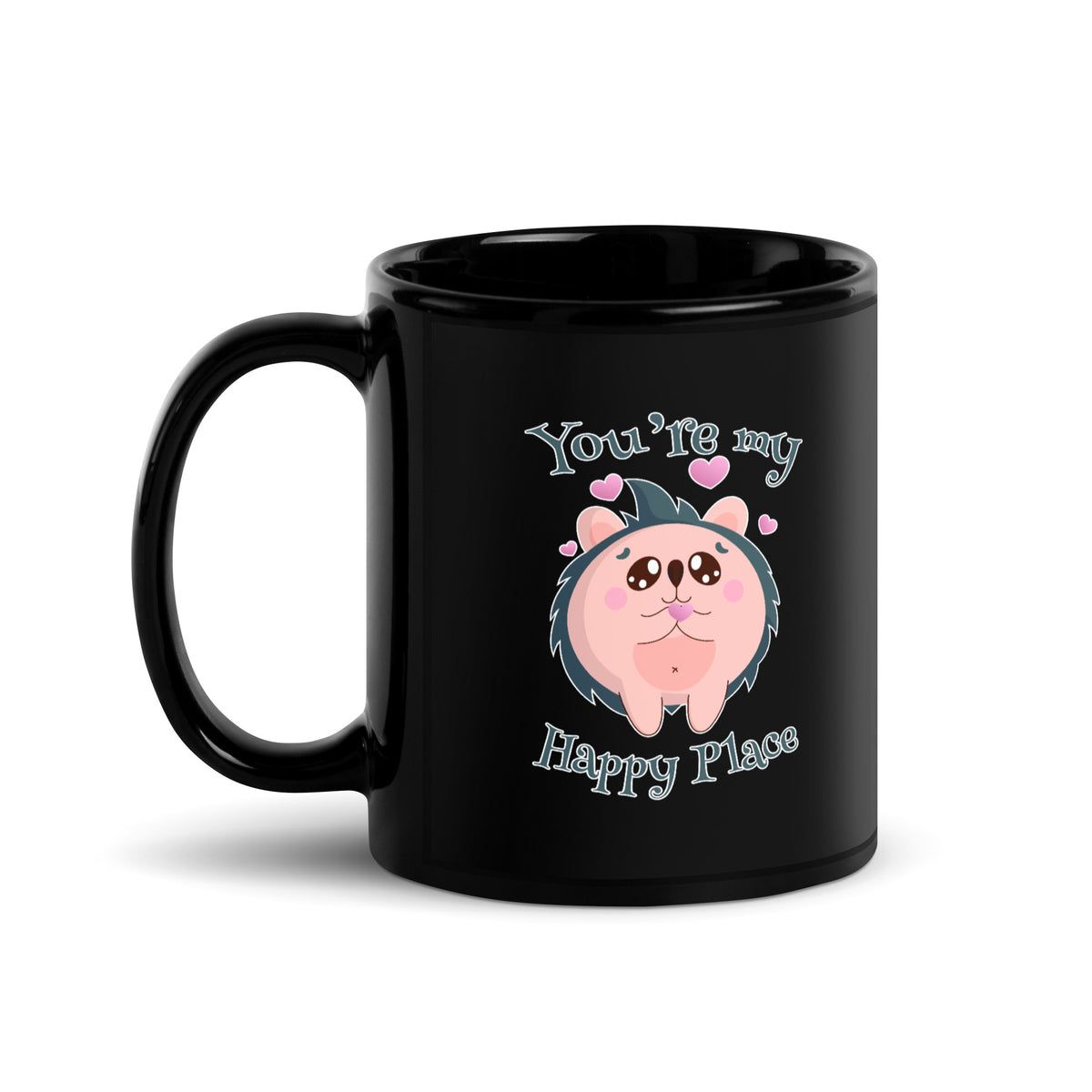 You're My Happy Place Black Glossy Mug