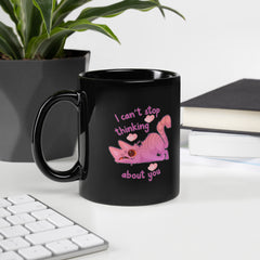 Thinking About You Black Glossy Mug