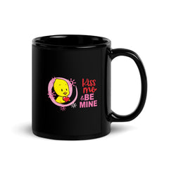 Kiss Me & Be Mine Black Glossy Mug