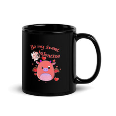 Be My Sweet Valentine Black Glossy Mug