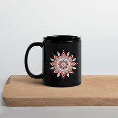 Mandala Elegance On Black Glossy Mug - Beyond T-shirts