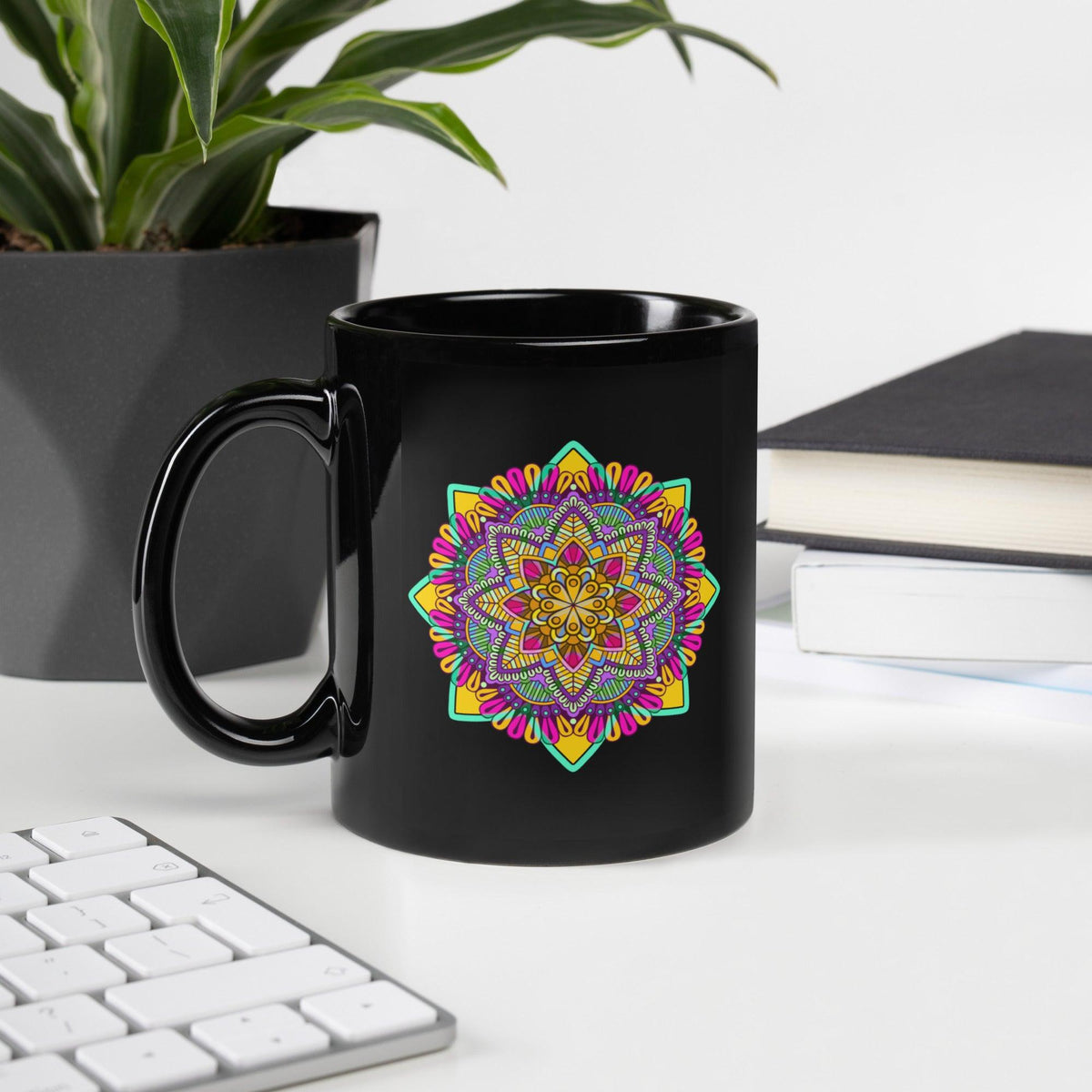 Mandala Harmony Black Ceramic Mug - Beyond T-shirts