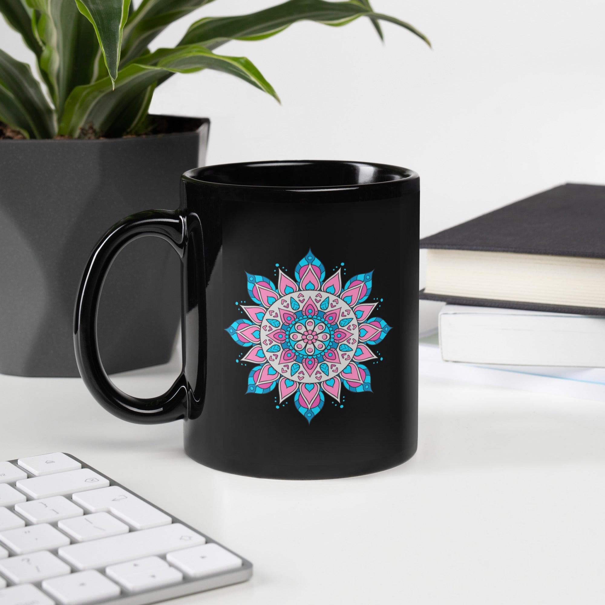 Black Glossy Mandala Dreams Mug - Beyond T-shirts