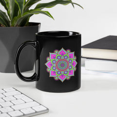 Celestial Black Glossy Mandala Mug - Beyond T-shirts