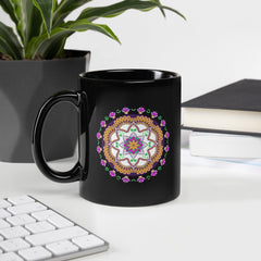 Mandala Whimsy On Black Mug - Beyond T-shirts