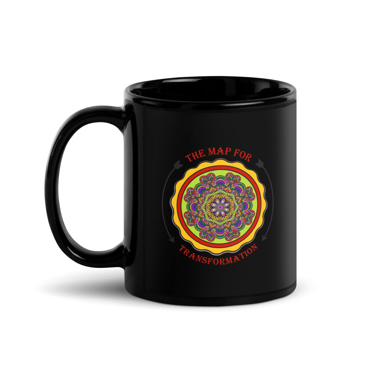 Lotus Harmony Mandala Black Glossy Mug - Beyond T-shirts