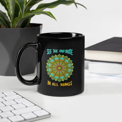 Boho Dreamcatcher Mandala Black Glossy Mug - Beyond T-shirts