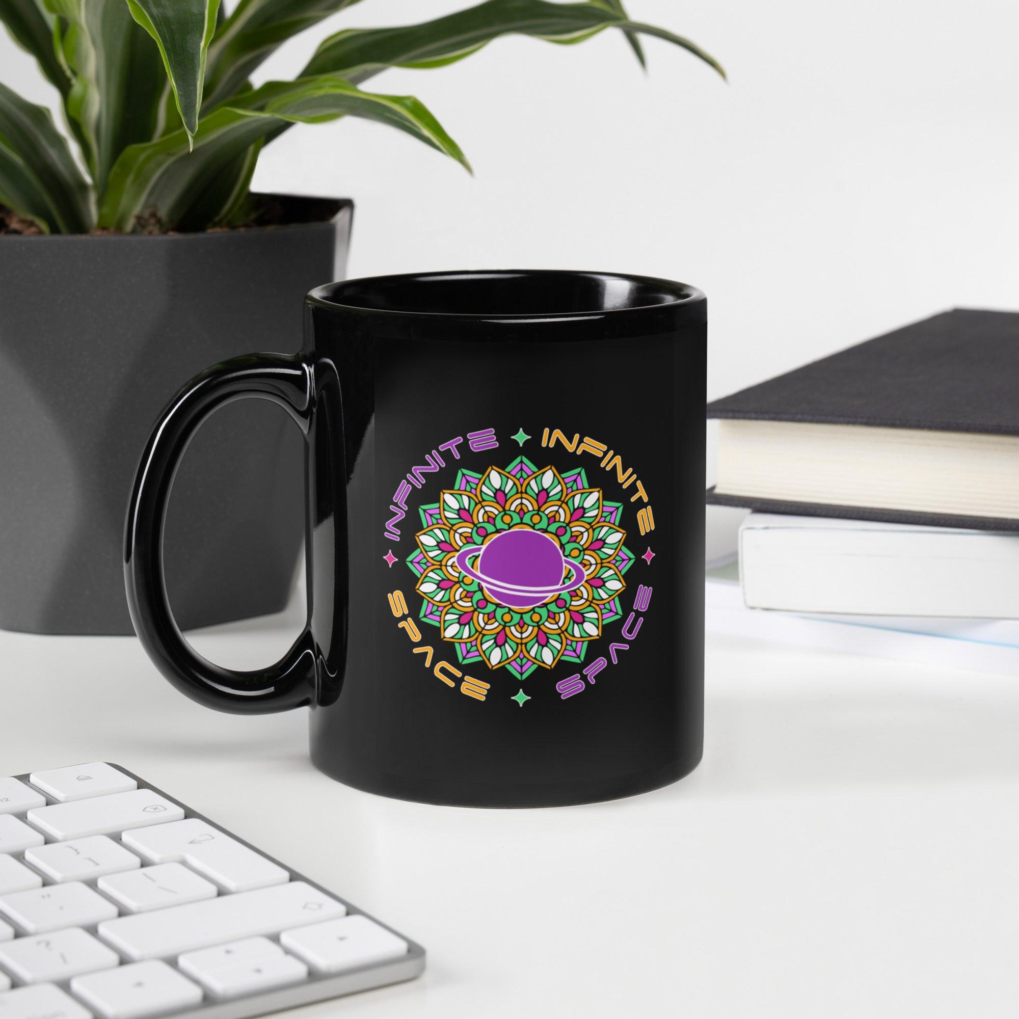 Serenity In A Sip Mandala Black Glossy Mug - Beyond T-shirts