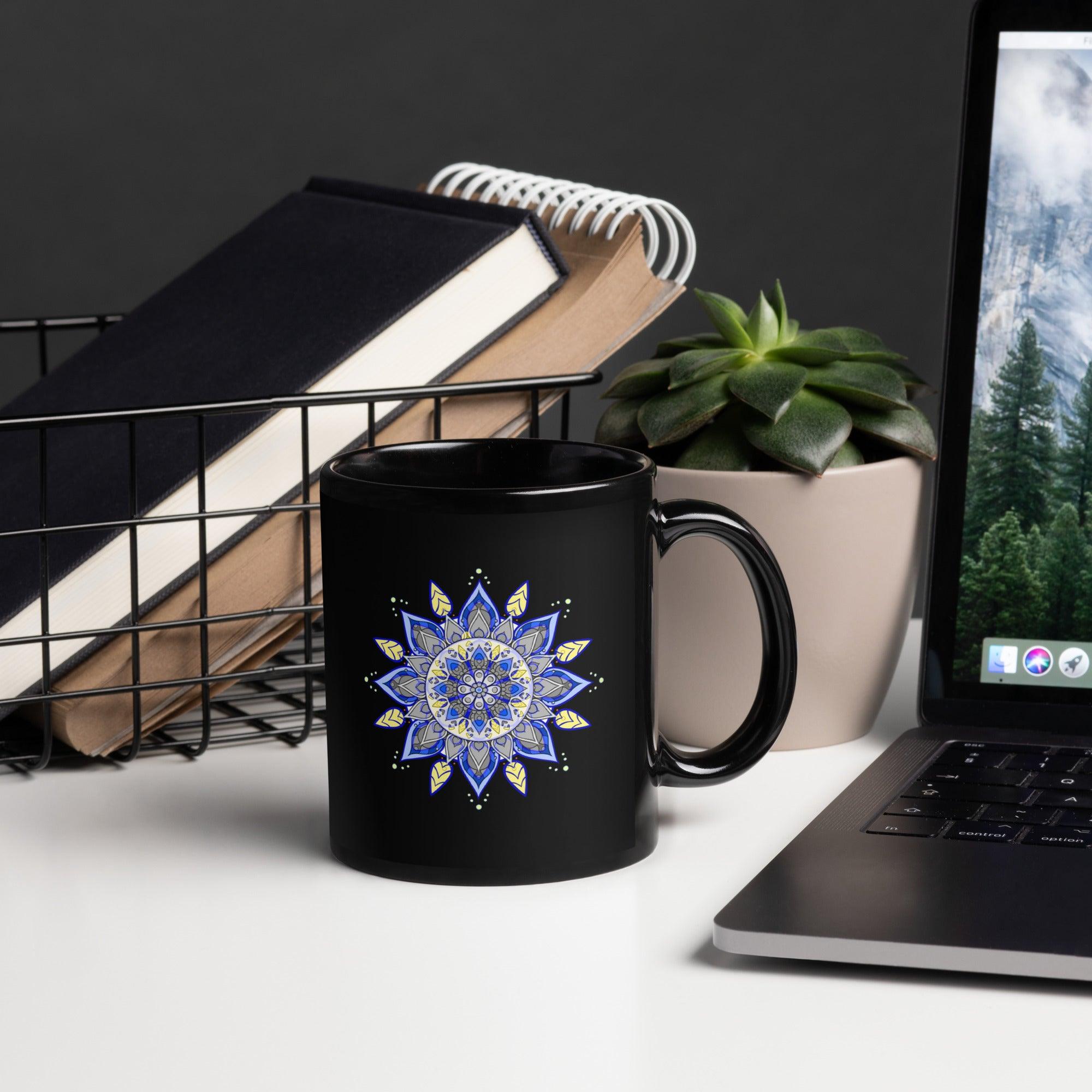 Mystic Mandala Magic On Black Mug - Beyond T-shirts