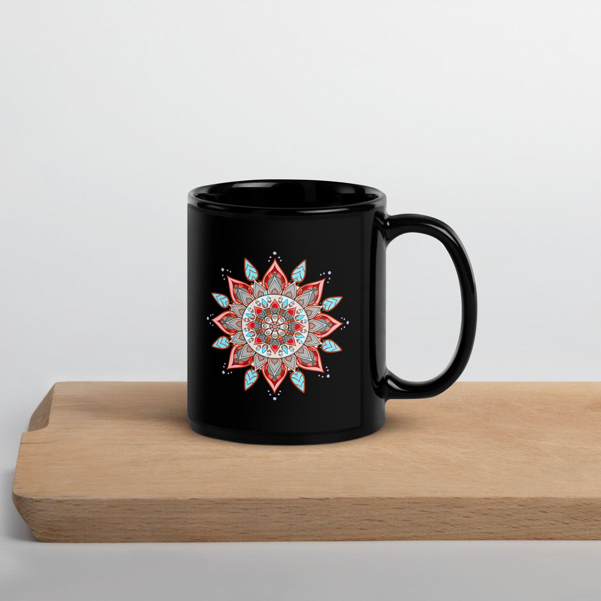 Mandala Elegance On Black Glossy Mug - Beyond T-shirts