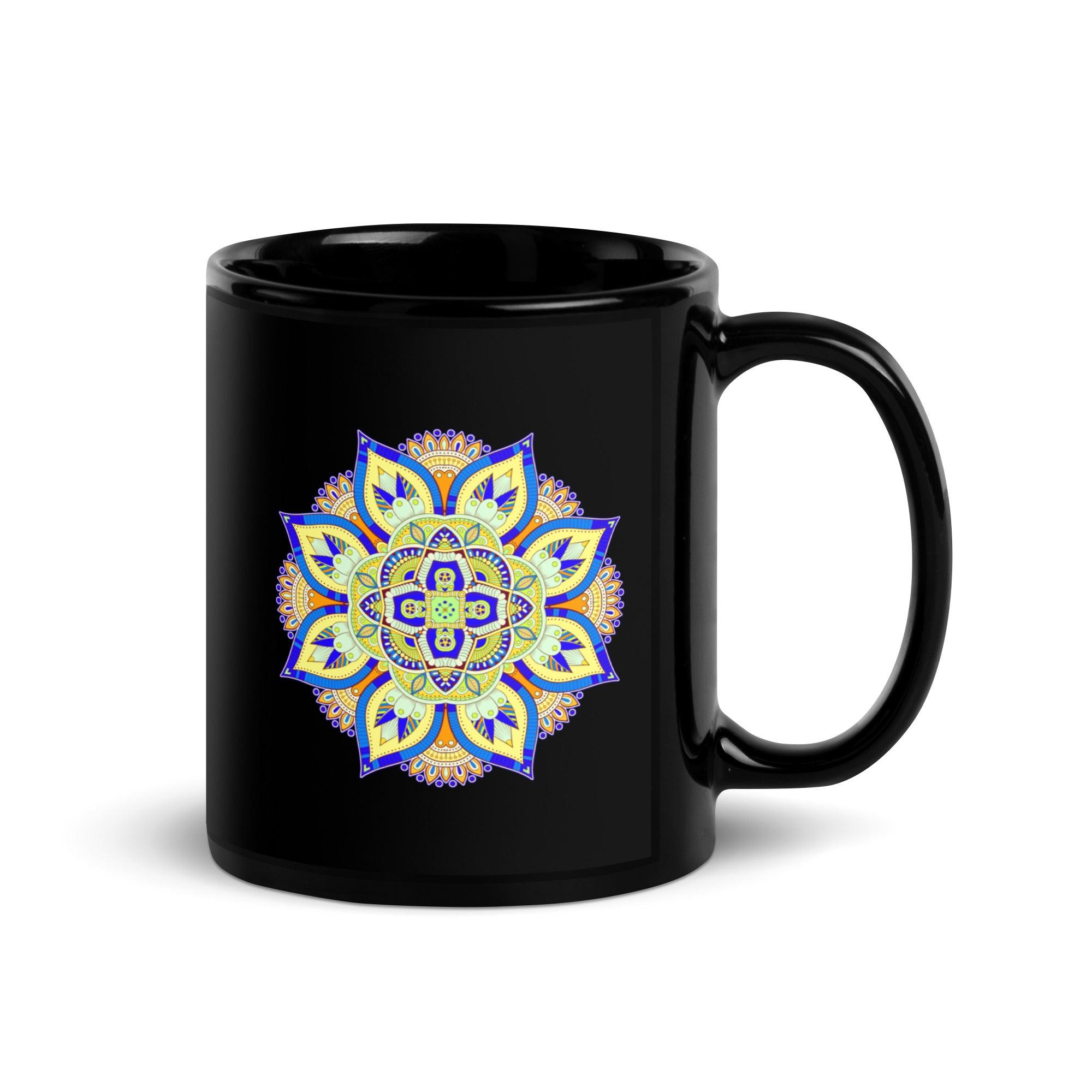 Mandala Tranquility On Black Mug - Beyond T-shirts