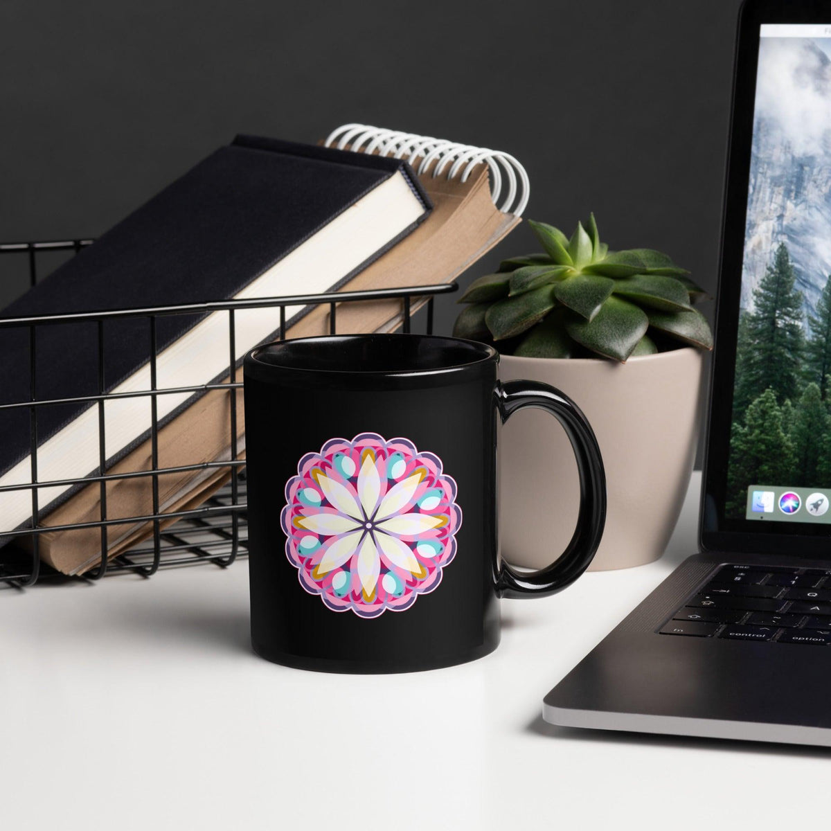 Enchanted Black Glossy Mandala Mug - Beyond T-shirts