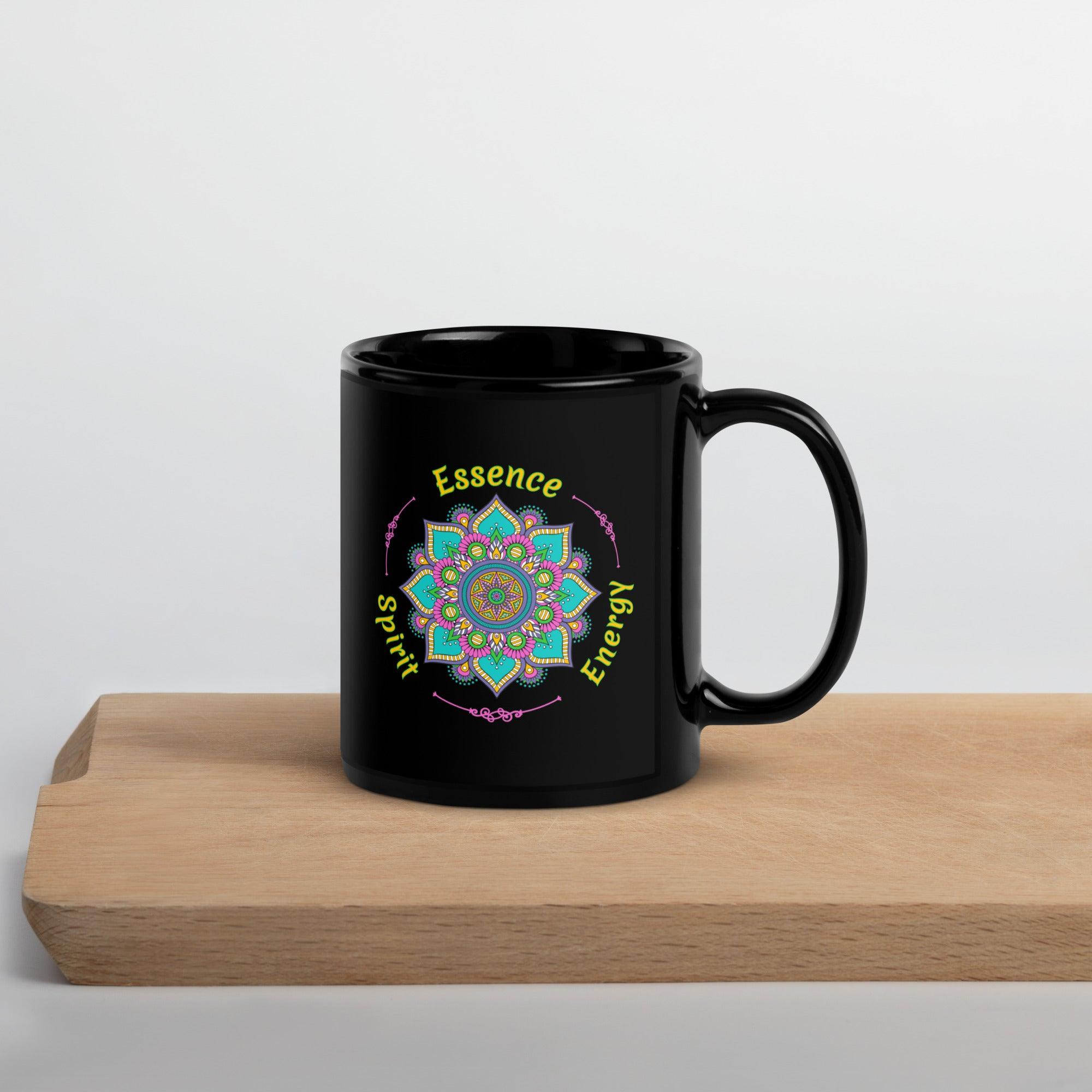 Lunar Brew Mandala Black Glossy Mug - Beyond T-shirts