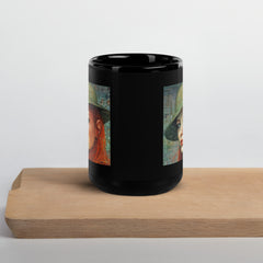 Floral Harmony Beyond Style Black Glossy Mug showcasing intricate patterns.