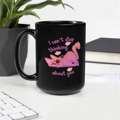 Thinking About You Black Glossy Mug